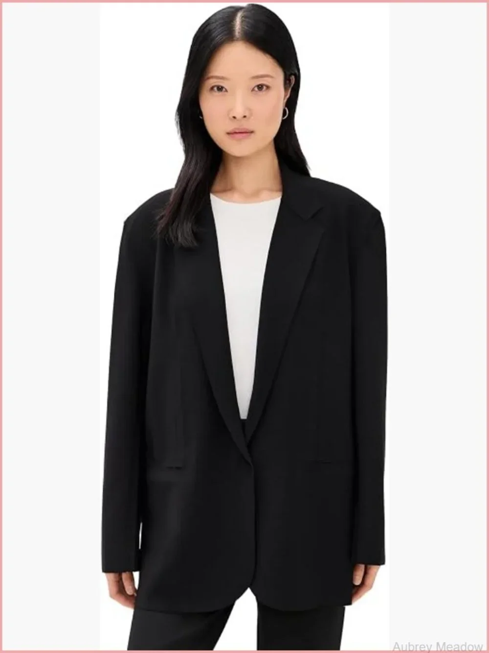 Oversized Single Breasted Jacket Faux Leather Blazer Professional